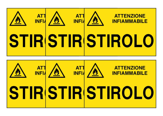KIT DI 6 ADESIVI RETTANGOLARI - stirolo - Pittogramma ISO 7010 Con Stampa Diretta U.V. (IDEALE ANCHE PER ESTERNO)