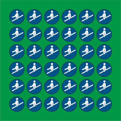 PACCO DA 6 KIT DI 6 ADESIVI ROTONDI - usare il corrimano - Pittogramma ISO 7010 Con Stampa Diretta U.V.