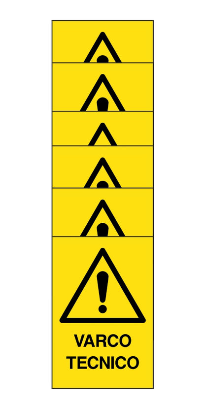 KIT DI 6 ADESIVI RETTANGOLARI - varco tecnico - Pittogramma ISO 7010 Con Stampa Diretta U.V. (IDEALE ANCHE PER ESTERNO) z
