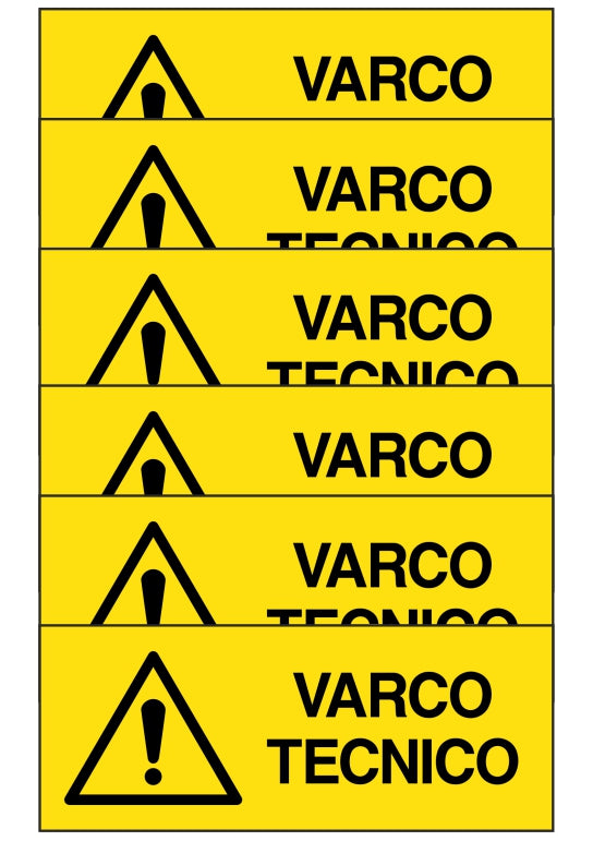 KIT DI 6 ADESIVI UNI - varco tecnico - Pittogramma ISO 7010 Con Stampa Diretta U.V. (IDEALE ANCHE PER ESTERNO)
