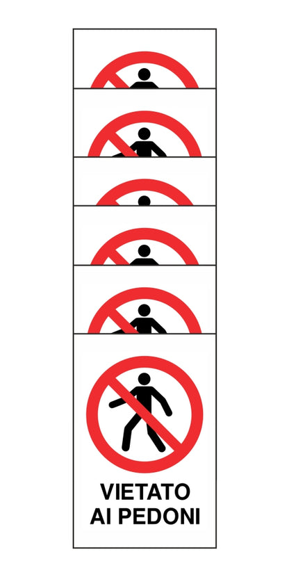 KIT DI 6 ADESIVI RETTANGOLARI - VIETATO L'INGRESSO - Pittogramma ISO 7010 Con Stampa Diretta U.V. (IDEALE ANCHE PER ESTERNO)
