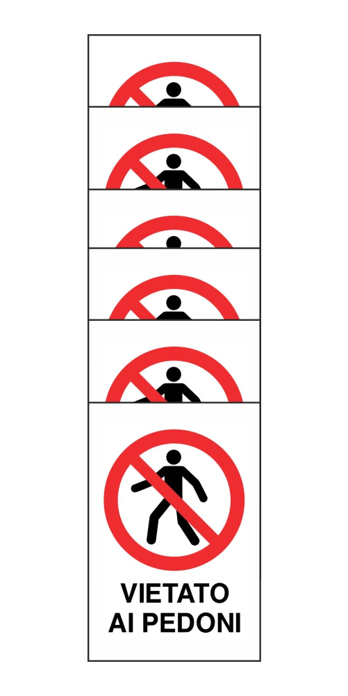 KIT DI 6 ADESIVI RETTANGOLARI - VIETATO L'INGRESSO - Pittogramma ISO 7010 Con Stampa Diretta U.V. (IDEALE ANCHE PER ESTERNO)