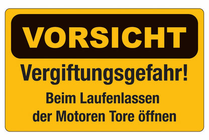 GLOBAL CARTELLO SEGNALETICO - vorsicht Vergiftungsgefahr! Beim Laufenlassen der Motoren Tore öffnen -  Adesivo Extra Resistente, Pannello in Forex, Pannello In Alluminio