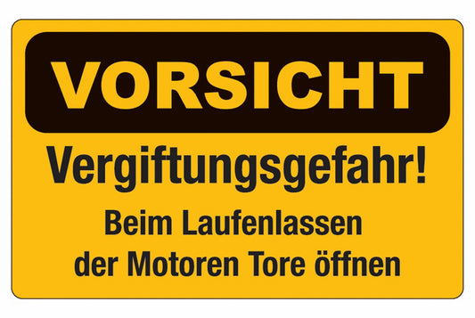 GLOBAL CARTELLO SEGNALETICO - vorsicht Vergiftungsgefahr! Beim Laufenlassen der Motoren Tore öffnen -  Adesivo Extra Resistente, Pannello in Forex, Pannello In Alluminio