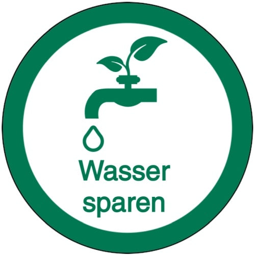 GLOBAL CARTELLO SEGNALETICO ROTONDO - wasser sparen - Adesivo Extra Resistente, Pannello in Forex, Pannello In Alluminio