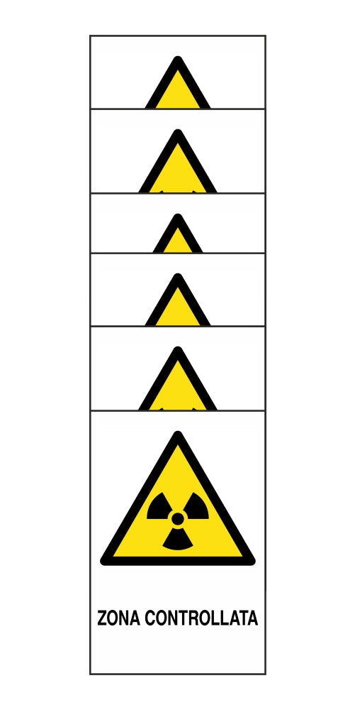 KIT DI 6 ADESIVI RETTANGOLARI - zona controllata - Pittogramma ISO 7010 Con Stampa Diretta U.V. (IDEALE ANCHE PER ESTERNO)