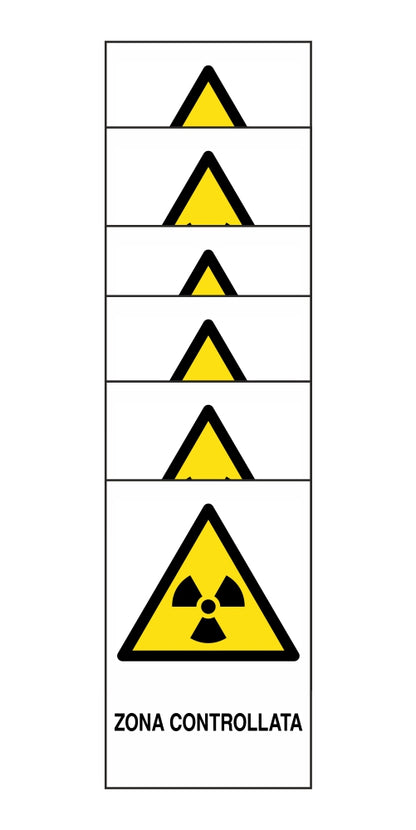 KIT DI 6 ADESIVI RETTANGOLARI - zona controllata - Pittogramma ISO 7010 Con Stampa Diretta U.V. (IDEALE ANCHE PER ESTERNO)