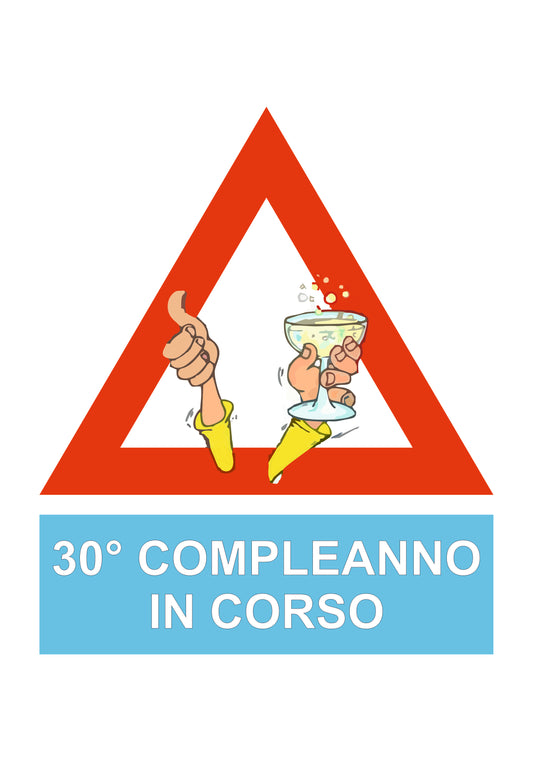 30 ANNI IN CORSO- CARTELLO SEGNALETICO ISO 7010 in Adesivo Resistente, Pannello in Forex, Pannello In Alluminio o in Plexiglas