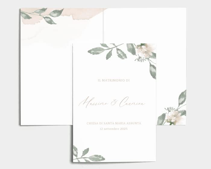 Libretto Cerimonia Nozze CON STAMPA AD ALTA QUALITÁ - Dusted Calligraphy - Libretto messa completamente PERSONALIZZABILE (ANCHE I COLORI)