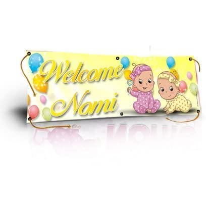 BANNER STRISCIONE NASCITA - Gemelle Monelle - CON IL TUO NOME bimbo neonato