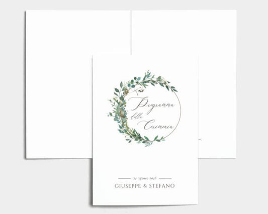 Libretto Cerimonia Nozze CON STAMPA AD ALTA QUALITÁ - Leafy Hoops - Libretto messa completamente PERSONALIZZABILE (ANCHE I COLORI)
