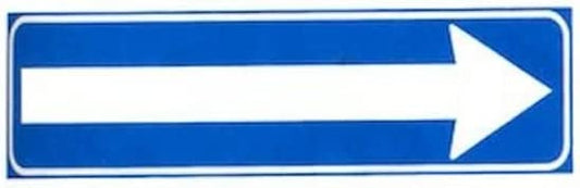 CARTELLO IN LAMIERA SCATOLATA RETTANGOLO 125X25 CM - strettoia asimmetrica a destra pericolo - SEGNALE CATARIFRAGENTE CLASSE 1 O 2 (a nido d'ape)