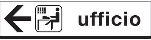 CARTELLO IN LAMIERA SCATOLATA RETTANGOLO 125X25 CM - Ufficio (con freccia a sinistra) - SEGNALE CATARIFRAGENTE CLASSE 1 O 2 (a nido d'ape)