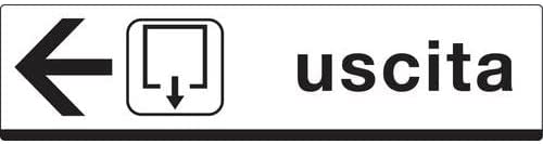 CARTELLO IN LAMIERA SCATOLATA RETTANGOLO 125X25 CM - Uscita (con freccia a sinistra) - SEGNALE CATARIFRAGENTE CLASSE 1 O 2 (a nido d'ape)