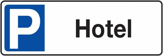 CARTELLO IN LAMIERA SCATOLATA RETTANGOLO 125X25 CM - parcheggio - Hotel - SEGNALE CATARIFRAGENTE CLASSE 1 O 2 (a nido d'ape)