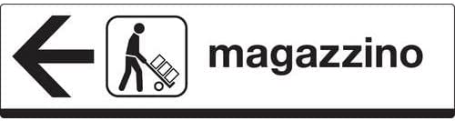 CARTELLO IN LAMIERA SCATOLATA RETTANGOLO 125X25 CM - Magazzino (con freccia a sinistra) - SEGNALE CATARIFRAGENTE CLASSE 1 O 2 (a nido d'ape)