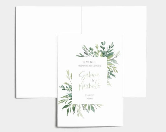 Libretto Cerimonia Nozze CON STAMPA AD ALTA QUALITÁ - Leaves - Libretto messa completamente PERSONALIZZABILE (ANCHE I COLORI)