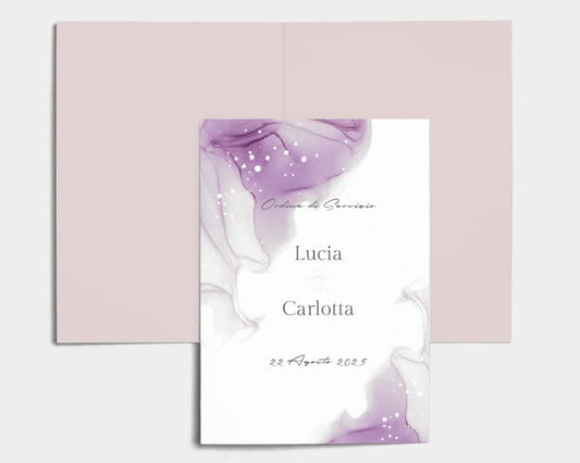 Libretto Cerimonia Nozze CON STAMPA AD ALTA QUALITÁ - Purple Ink - Libretto messa completamente PERSONALIZZABILE (ANCHE I COLORI)