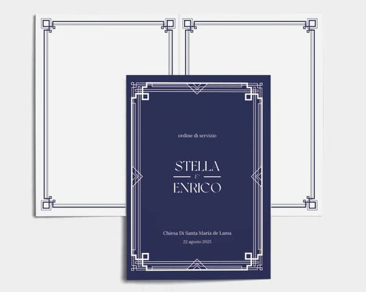 Libretto Cerimonia Nozze CON STAMPA AD ALTA QUALITÁ - Gatsby - Libretto messa completamente PERSONALIZZABILE (ANCHE I COLORI)