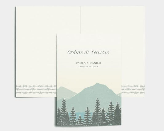 Libretto Cerimonia Nozze CON STAMPA AD ALTA QUALITÁ - Vintage Mountain - Libretto messa completamente PERSONALIZZABILE (ANCHE I COLORI)