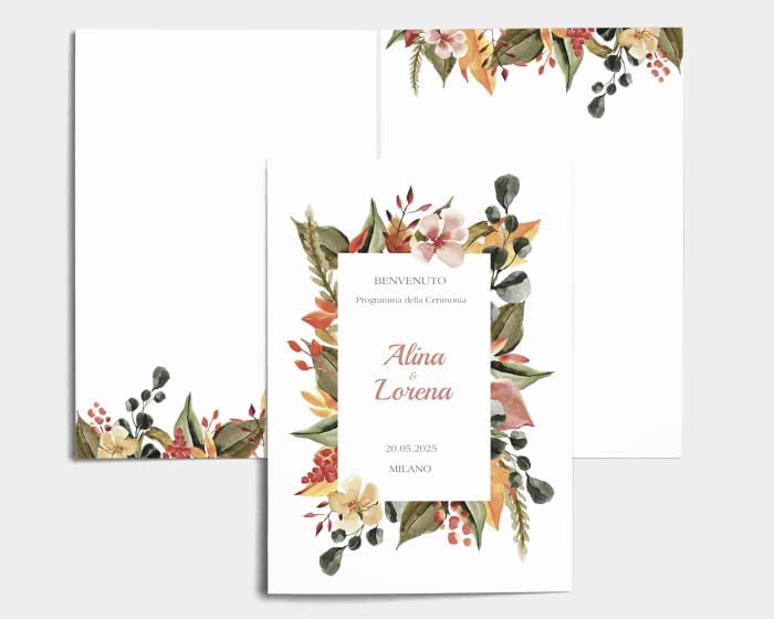 Libretto Cerimonia Nozze CON STAMPA AD ALTA QUALITÁ - October Tones - Libretto messa completamente PERSONALIZZABILE (ANCHE I COLORI)