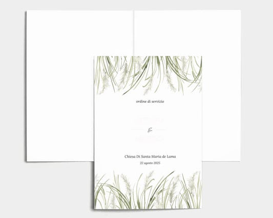 Libretto Cerimonia Nozze CON STAMPA AD ALTA QUALITÁ - Erba della Pampas - Libretto messa completamente PERSONALIZZABILE (ANCHE I COLORI)