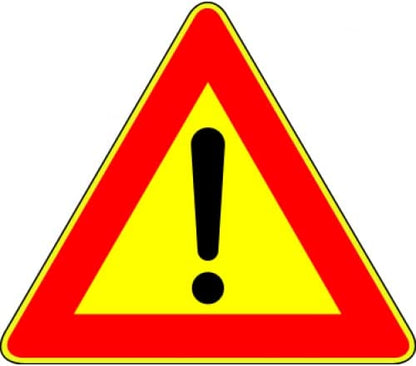 CARTELLO IN LAMIERA SCATOLATA TRIANGOLO lato 90cm - Pericolo generico giallo - SEGNALE CATARIFRAGENTE
