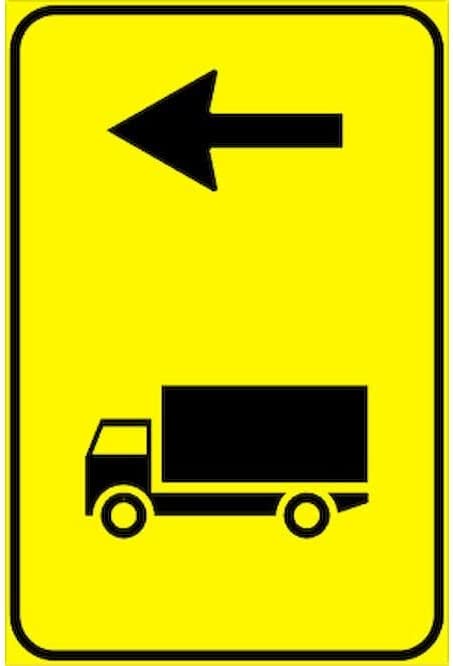 CARTELLO IN LAMIERA SCATOLATA RETTANGOLO 60X40 cm - direzione autocarri consigliata - SEGNALE CATARIFRAGENTE