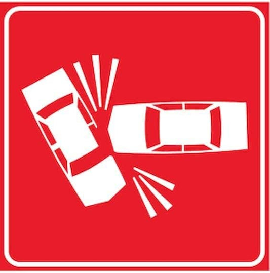 CARTELLO IN LAMIERA SCATOLATA QUADRATO 60X60 cm - incidente - SEGNALE CATARIFRAGENTE