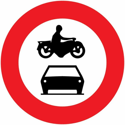 CARTELLO IN LAMIERA SCATOLATA DISCO diametro 60 cm - Divieto di transito a tutti i veicoli a motore - SEGNALE CATARIFRAGENTE