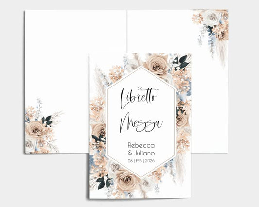 Libretto Cerimonia Nozze CON STAMPA AD ALTA QUALITÁ - Bloomy Boho - Libretto messa completamente PERSONALIZZABILE (ANCHE I COLORI)