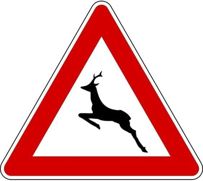 CARTELLO IN LAMIERA SCATOLATA TRIANGOLO lato 90cm - Pericolo animali selvatici - SEGNALE CATARIFRAGENTE