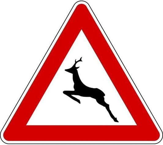 CARTELLO IN LAMIERA SCATOLATA TRIANGOLO lato 90cm - Pericolo animali selvatici - SEGNALE CATARIFRAGENTE