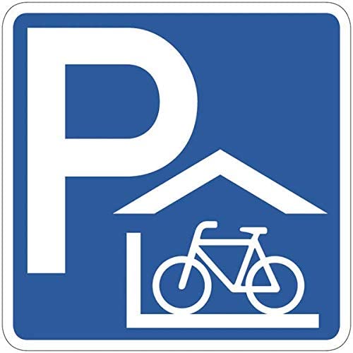 CARTELLO SEGNALETICO QUADRATO ISO 7010 - PARCHEGGIO Pensilina per biciclette - Adesivo Extra Resistente, Pannello in Forex, Pannello In Alluminio