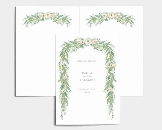 Libretto Cerimonia Nozze CON STAMPA AD ALTA QUALITÁ - Romantic Garland - Libretto messa completamente PERSONALIZZABILE (ANCHE I COLORI)
