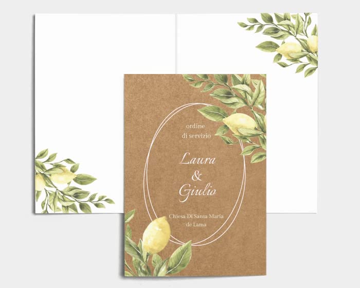 Libretto Cerimonia Nozze CON STAMPA AD ALTA QUALITÁ - Lemon - Libretto messa completamente PERSONALIZZABILE (ANCHE I COLORI)