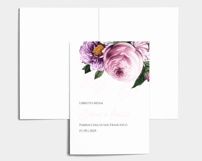 Libretto Cerimonia Nozze CON STAMPA AD ALTA QUALITÁ - Fleur - Libretto messa completamente PERSONALIZZABILE (ANCHE I COLORI)
