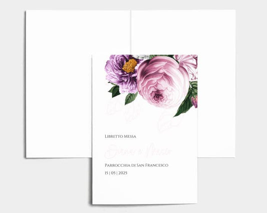 Libretto Cerimonia Nozze CON STAMPA AD ALTA QUALITÁ - Fleur - Libretto messa completamente PERSONALIZZABILE (ANCHE I COLORI)