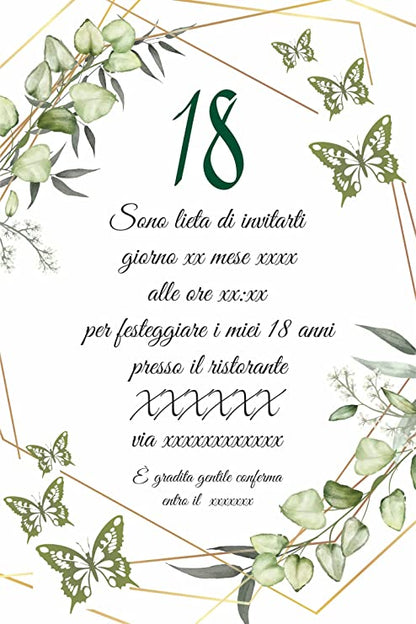Partecipazioni 18 CON FARFALLE Personalizzate IN PLEXIGLASS CON STAMPA AD ALTA QUALITÁ - completamente PERSONALIZZABILE