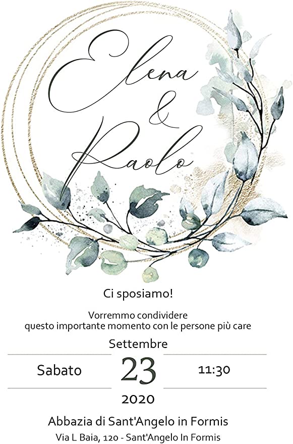 Partecipazioni di Matrimonio Personalizzate IN PLEXIGLASS CON STAMPA AD ALTA QUALITÁ - greenery foglie verdi - completamente PERSONALIZZABILE