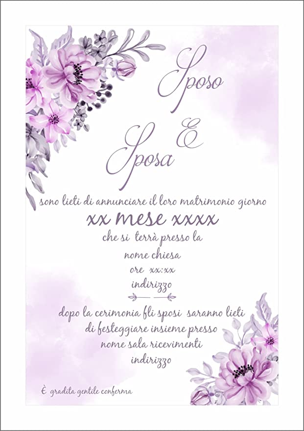 Partecipazioni di Matrimonio Personalizzate IN PLEXIGLASS CON STAMPA AD ALTA QUALITÁ - FIORI VIOLA 2