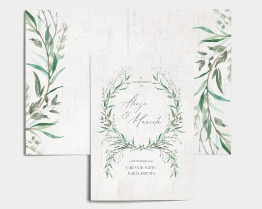 Libretto Cerimonia Nozze CON STAMPA AD ALTA QUALITÁ - Natural Laurel - Libretto messa completamente PERSONALIZZABILE (ANCHE I COLORI)