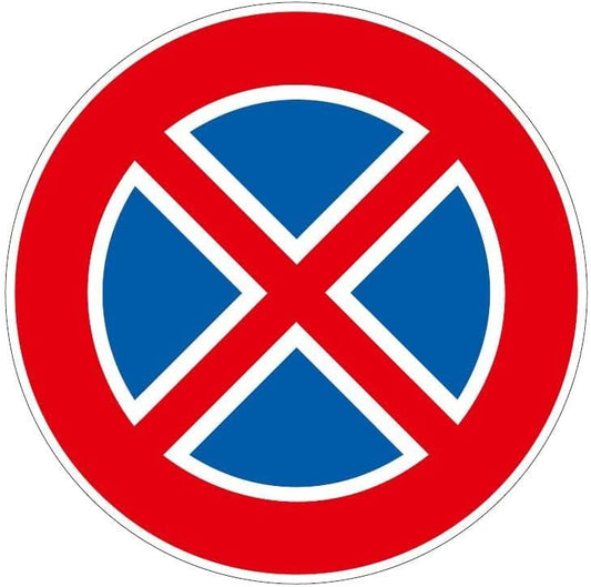 CARTELLO IN LAMIERA SCATOLATA DISCO diametro 60 cm - divieto di fermata - SEGNALE CATARIFRAGENTE