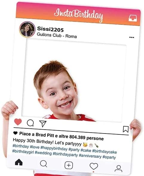 CORNICE SOCIAL PERSONALIZZABILE CON NOMI E DATA - Insta Birthday - CON STAMPA AD ALTA QUALITÁ