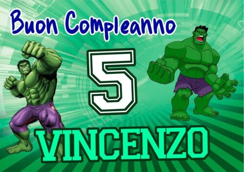 BANNER STRISCIONE compleanno - Hulk marvel - CON NOME ed età bimbo/a