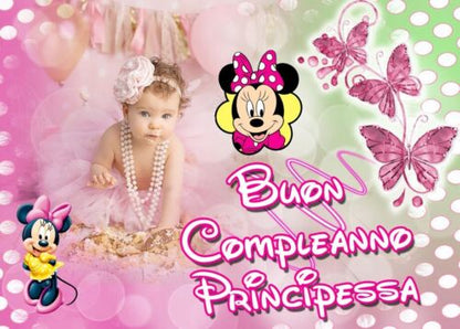 BANNER STRISCIONE compleanno - Topolina - CON NOME foto ed età bimbo/a