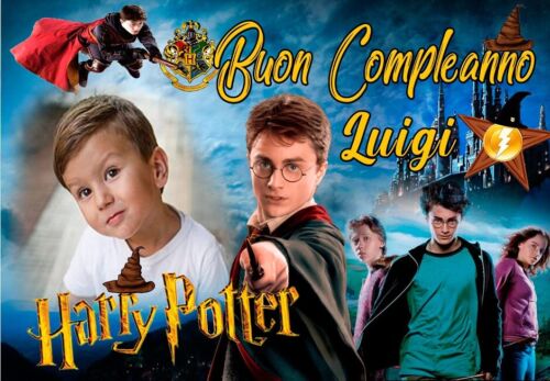 BANNER STRISCIONE compleanno - Harry Potter - CON NOME foto ed età bimbo/a