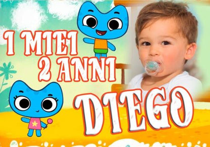 BANNER STRISCIONE compleanno - Kat n Kate - CON NOME foto ed età bimbo/a