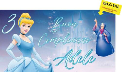 BANNER STRISCIONE compleanno - CENERENTOLA - CON TUO NOME ED ETA' bimba bambina