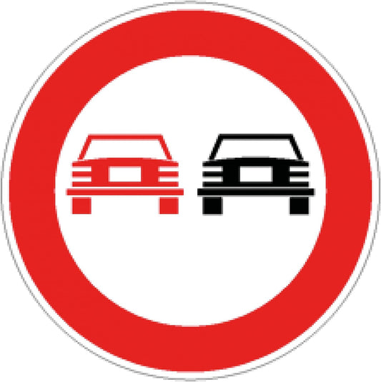 CARTELLO IN LAMIERA SCATOLATA DISCO diametro 60 cm - divieto di sorpasso - SEGNALE CATARIFRAGENTE